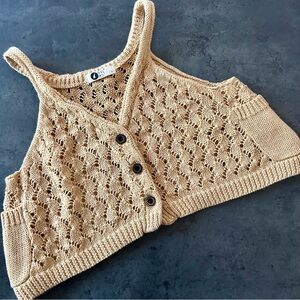 Tan Knit Cropped Vest